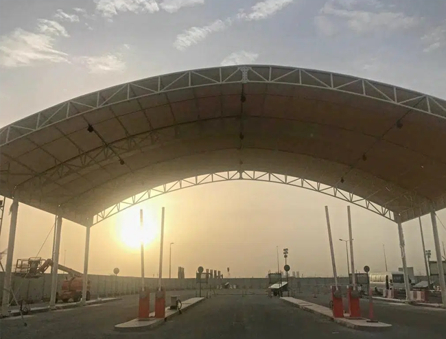 Professional tensile shade structure installation